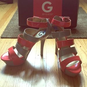 Orange & Tan Guess Heels 7 1/2
